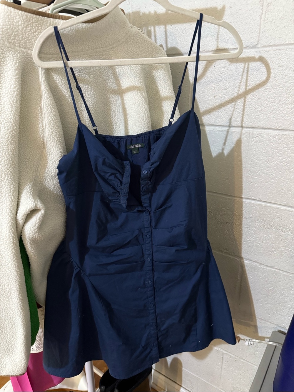 Target Blue Ruched Button-Front Mini Dress - Picture 2 of 2